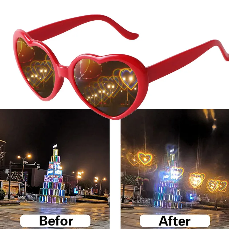 

Funny Heart Shaped Special Effects Glasses Men Women Vintage Retro Sunglasses Creative Light Change Love Heart Lens Eyeglasses