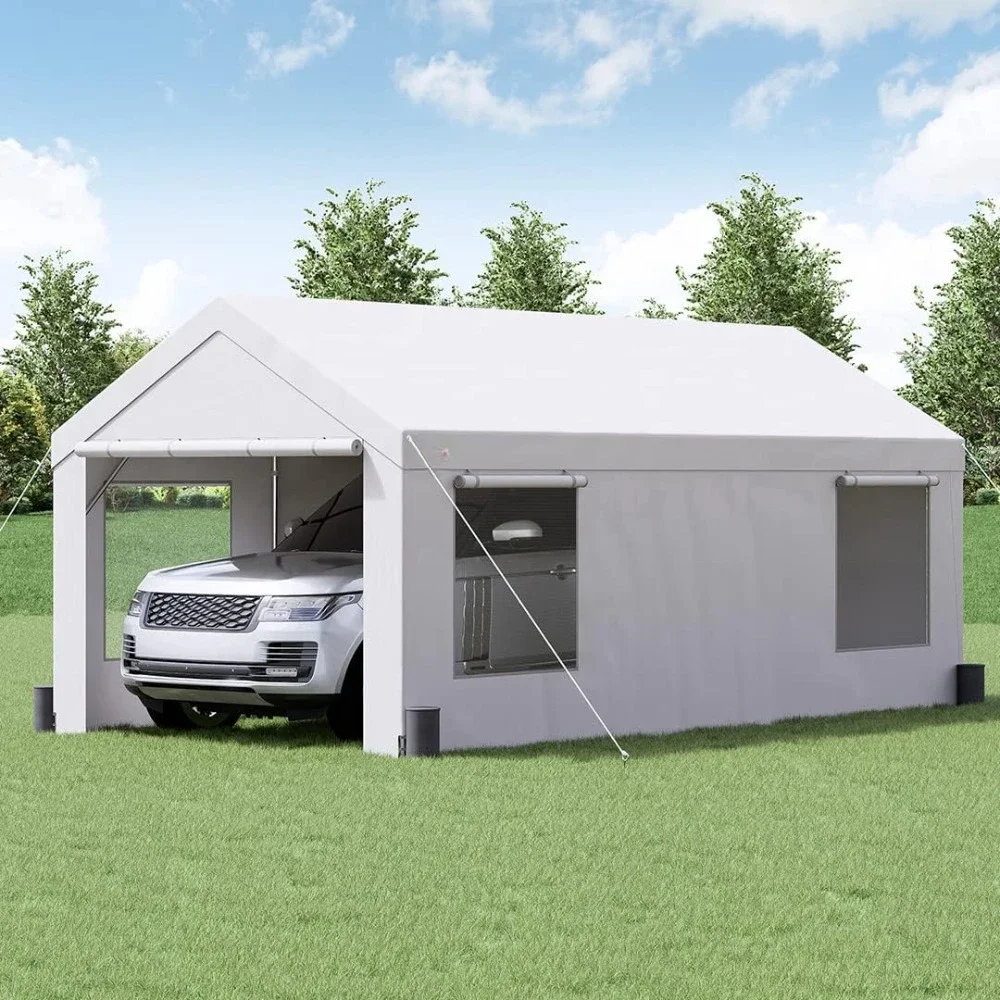 Carport, Extra Large 12 x 20 ft Heavy Duty Car Canopy with Roll-up Ventilated Windows, Portable Garage with Removable Sidewalls