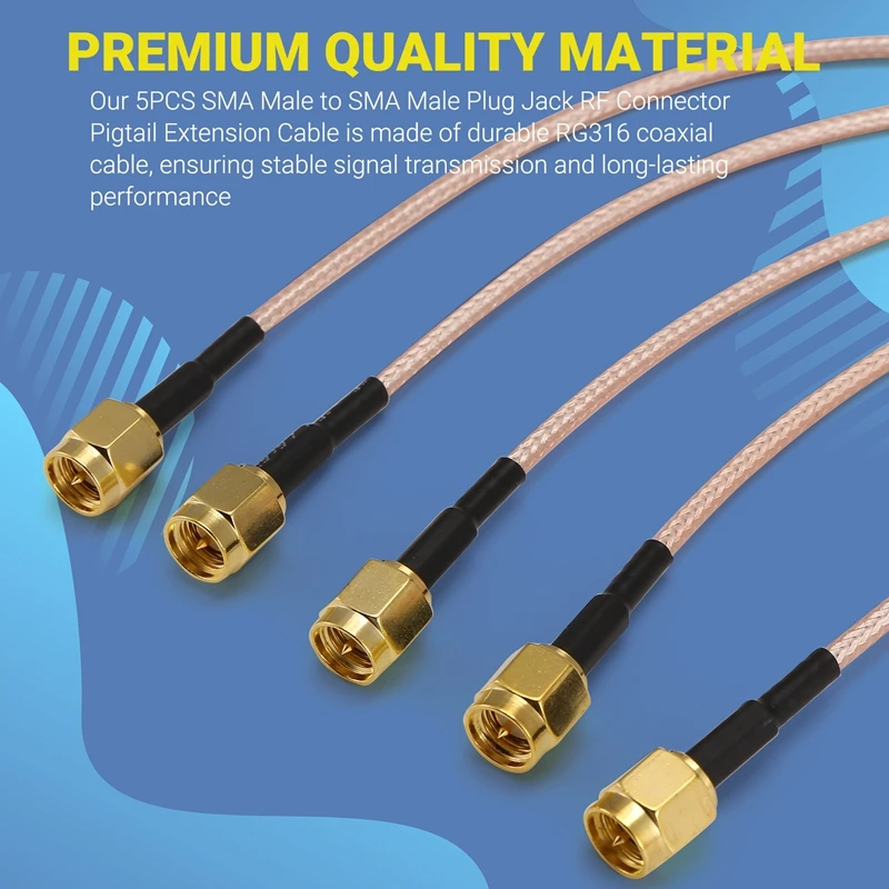 5 uds SMA macho a SMA macho conector RF Cable de extensión Pigtail RG316 Cable de puente coaxial 15Cm