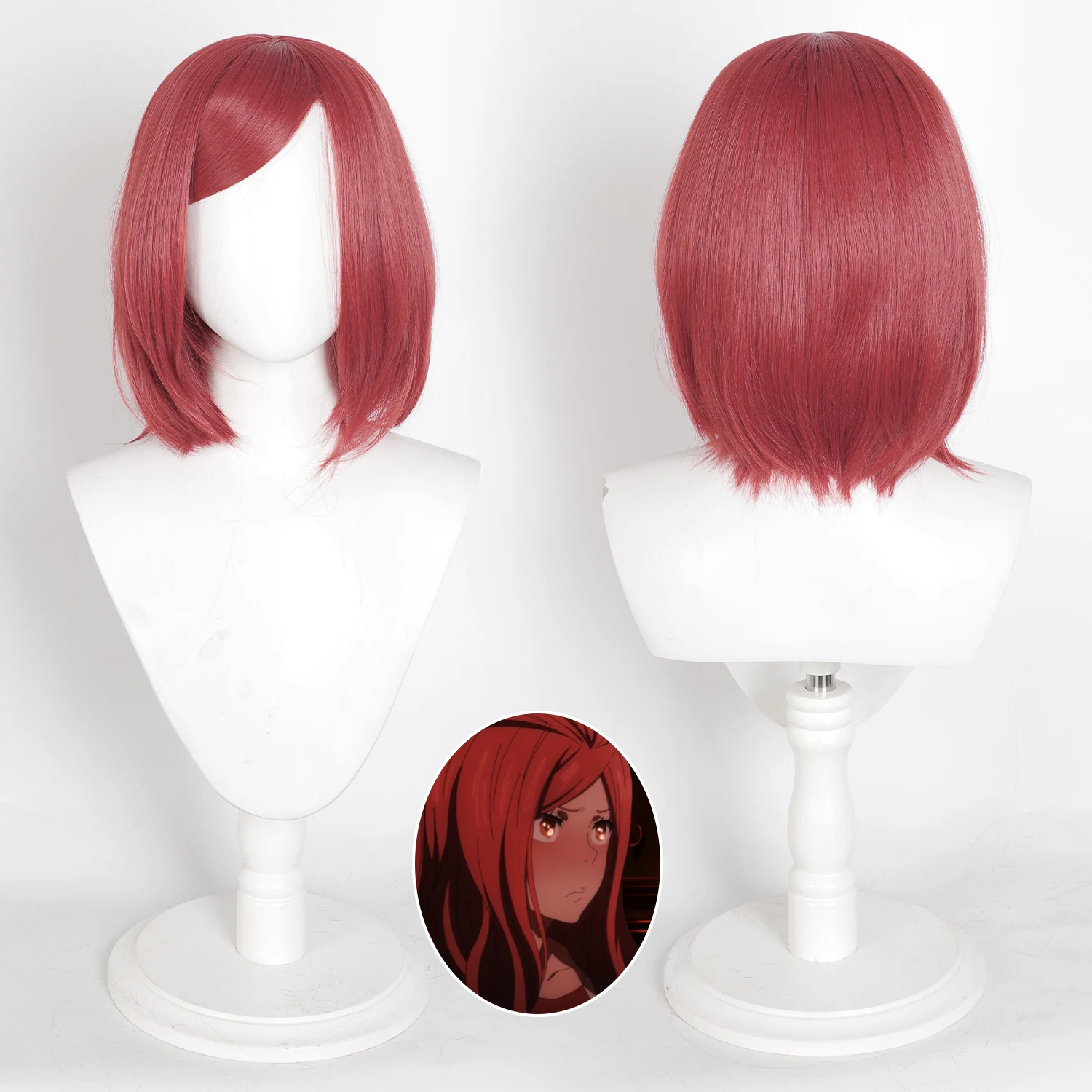 

Fire Force Lisa Red Bob Cosplay Wig Natural Scalp Short Hair Heat Resistant Synthetic Wig For Ladies Anime Cosplay Costume