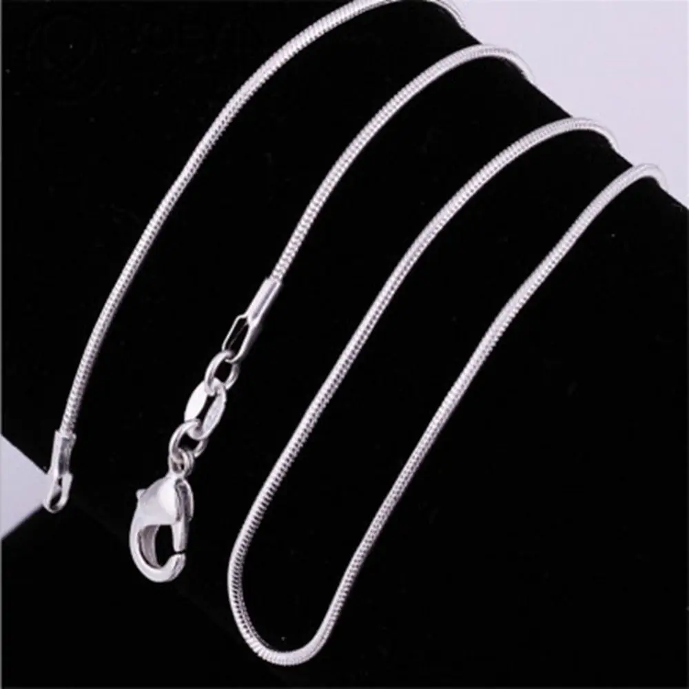 1Pcs Simple Pendant Men WomenStainless steel Necklace Pure Sterling Silver Snake Chain All Inch Sizes