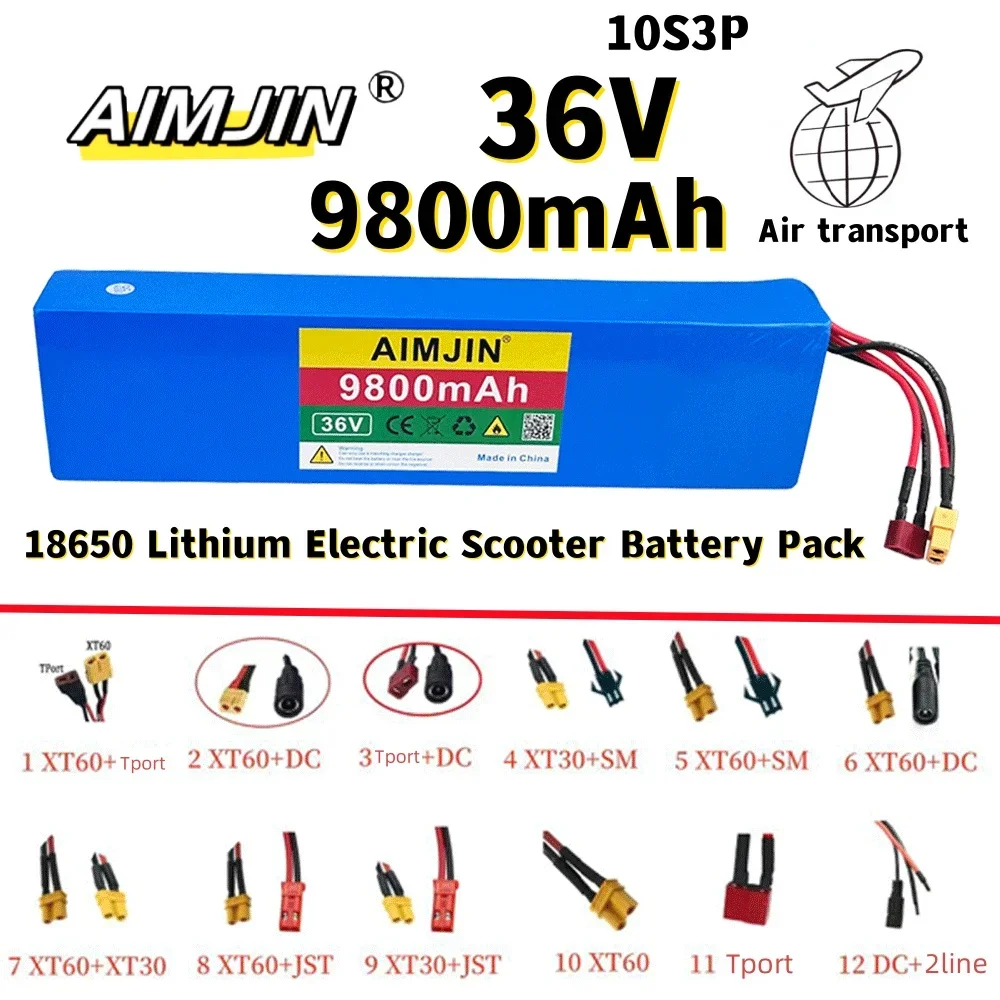 

NEW 36V 9800mAh 18650 Rechargeable Lithium Battery Pack 10S3P 500W High Power Modified Bicycle Scooter Electric Vehicle with BMS