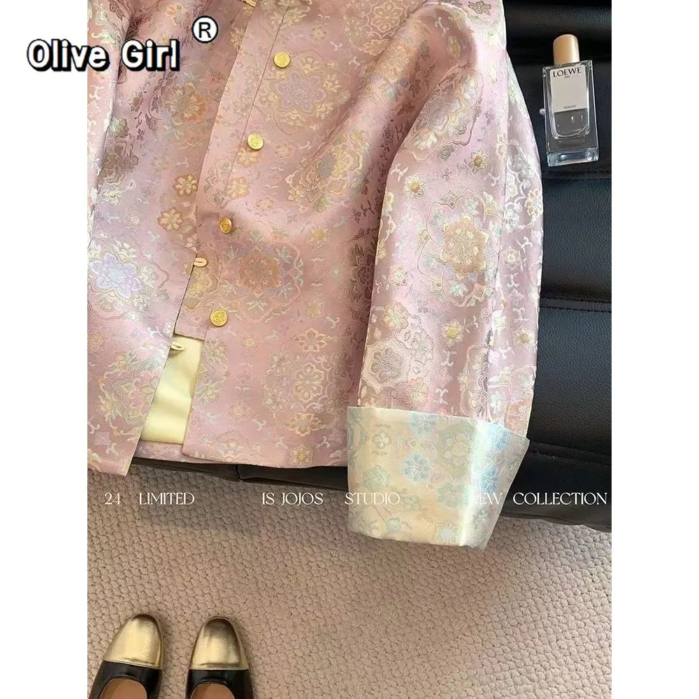 سترة جاكار معطف الملابس النسائية 2026 ربيع خمر الصينية الساتان الجاكار مزاجه الأعلى