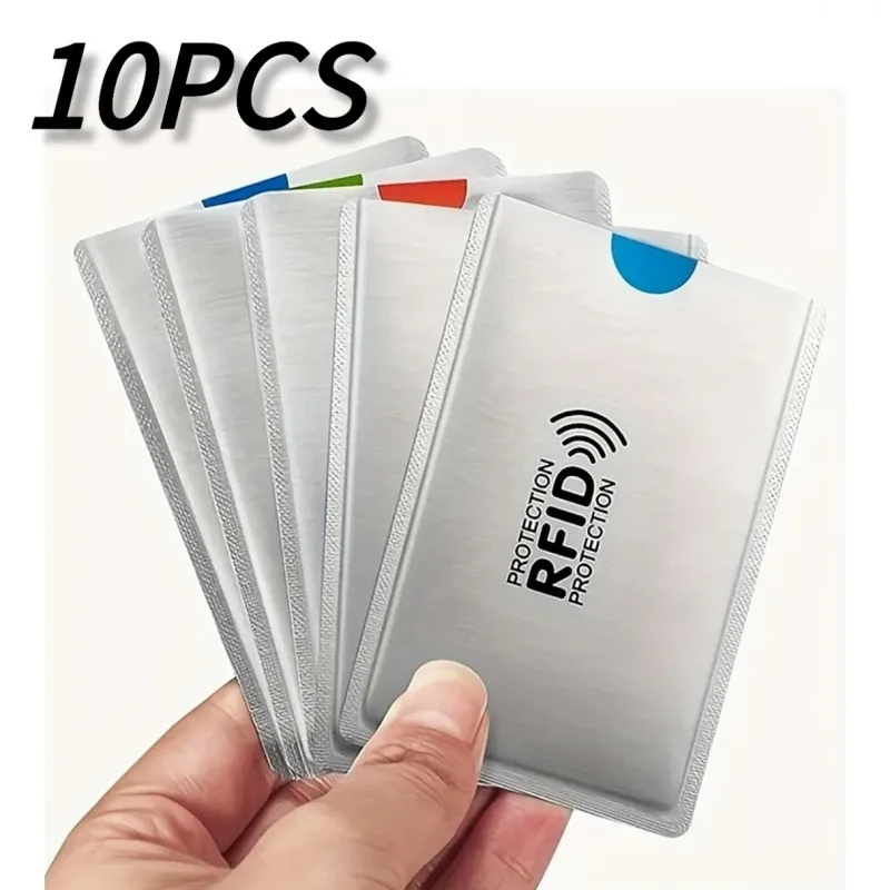 10Pcs RFID Blocking Card Sleeves Premium Aluminum Anti-Slip ID Bank Card Protector Safe Identity Shield Wallet Card Covers