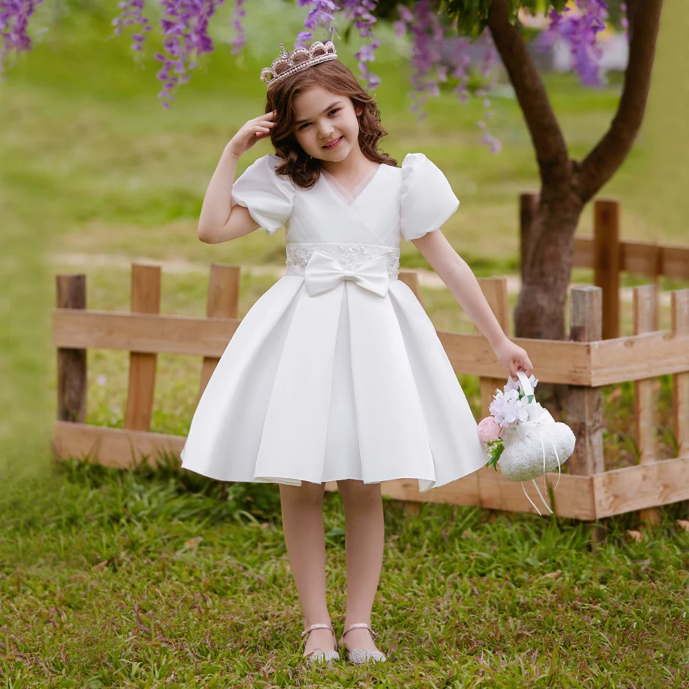 

Элегантное атласное платье подружки невесты для девочек, роскошные вечерние платья принцессы для свадьбы, выпускного вечера, детские платья для девочек на день рождения, вечерние платья