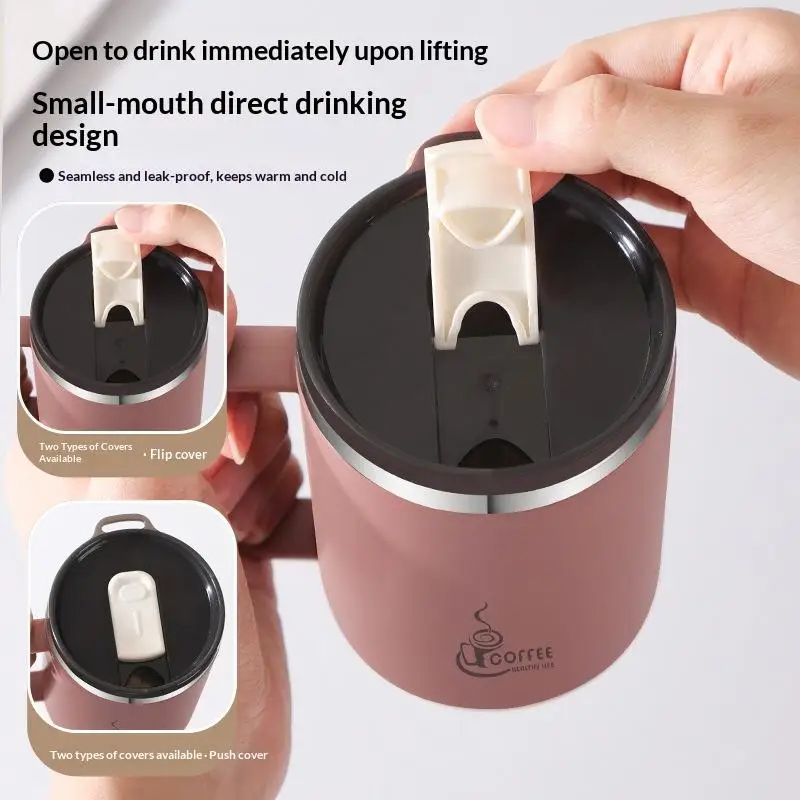 304 Stainless Steel Insulated Coffee Mug 1PC Double Wall With Handle Portable Sealed Large Capacity Drinking Water Cup