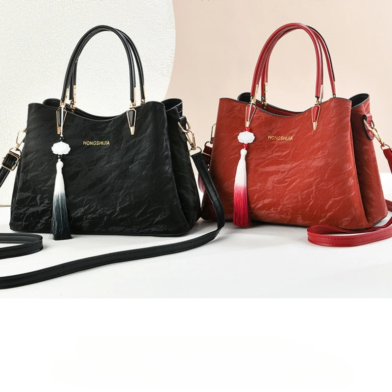 

Pure Color Simple Fashion Women's Handbag Temperament of High-grade Texture of All Large Capacity Single Shoulder Bags