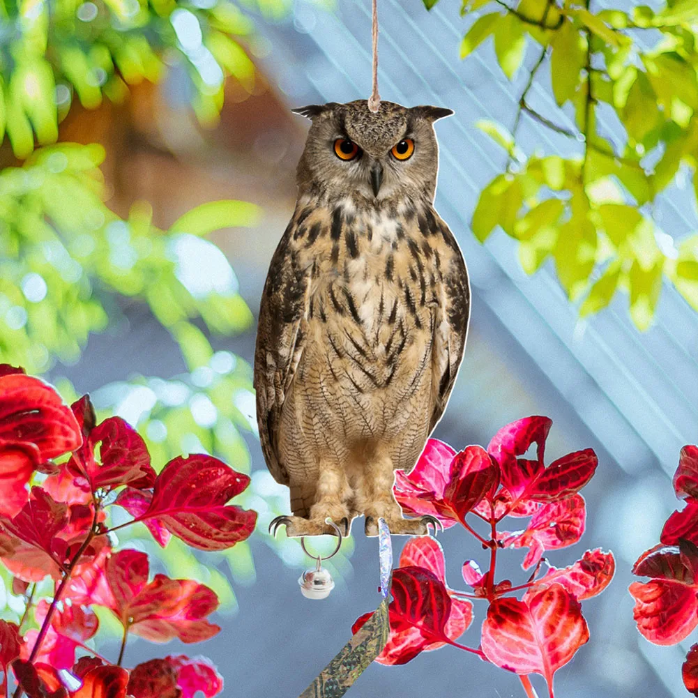 Fake Owl Wind Chime Outdoor Weatherproof Garden Decor Realistic Appearancem Sound Function Versatile Decoration