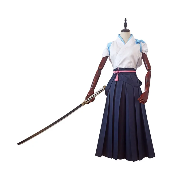 Kamisato Ayaka Cosplay Traje com Peruca para Mulheres, Kimono Genshin Impact Game, Traje de Carnaval de Halloween, Kendo