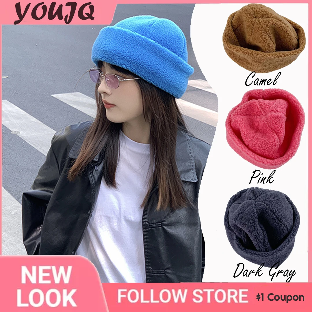 

Y2K Warm Cold Beanies Fashion Casual Melon Skin Hats Men's Trendy Autumn Winter Woolen Bonnets Women's Candy-colored Hats Gorras