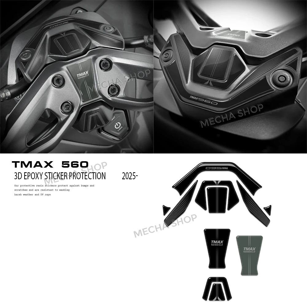3D Resin Sticker Protection Kit For Tmax560 Tmax 560 2025 2026 Center Handlebar Sticker