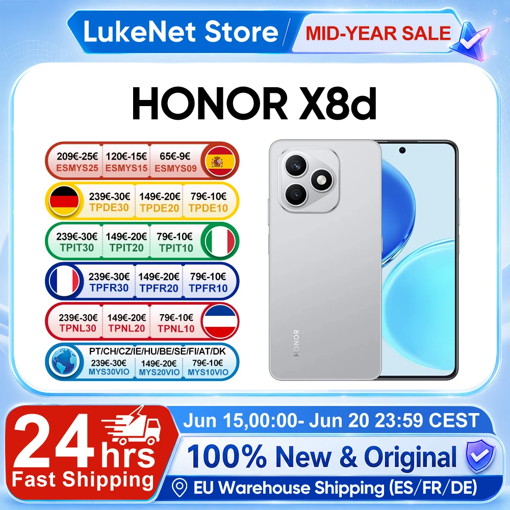 Smartphone HONOR X8d versión EU, Snapdragon 6s 4G Gen 2, pantalla AMOLED de 6.7…