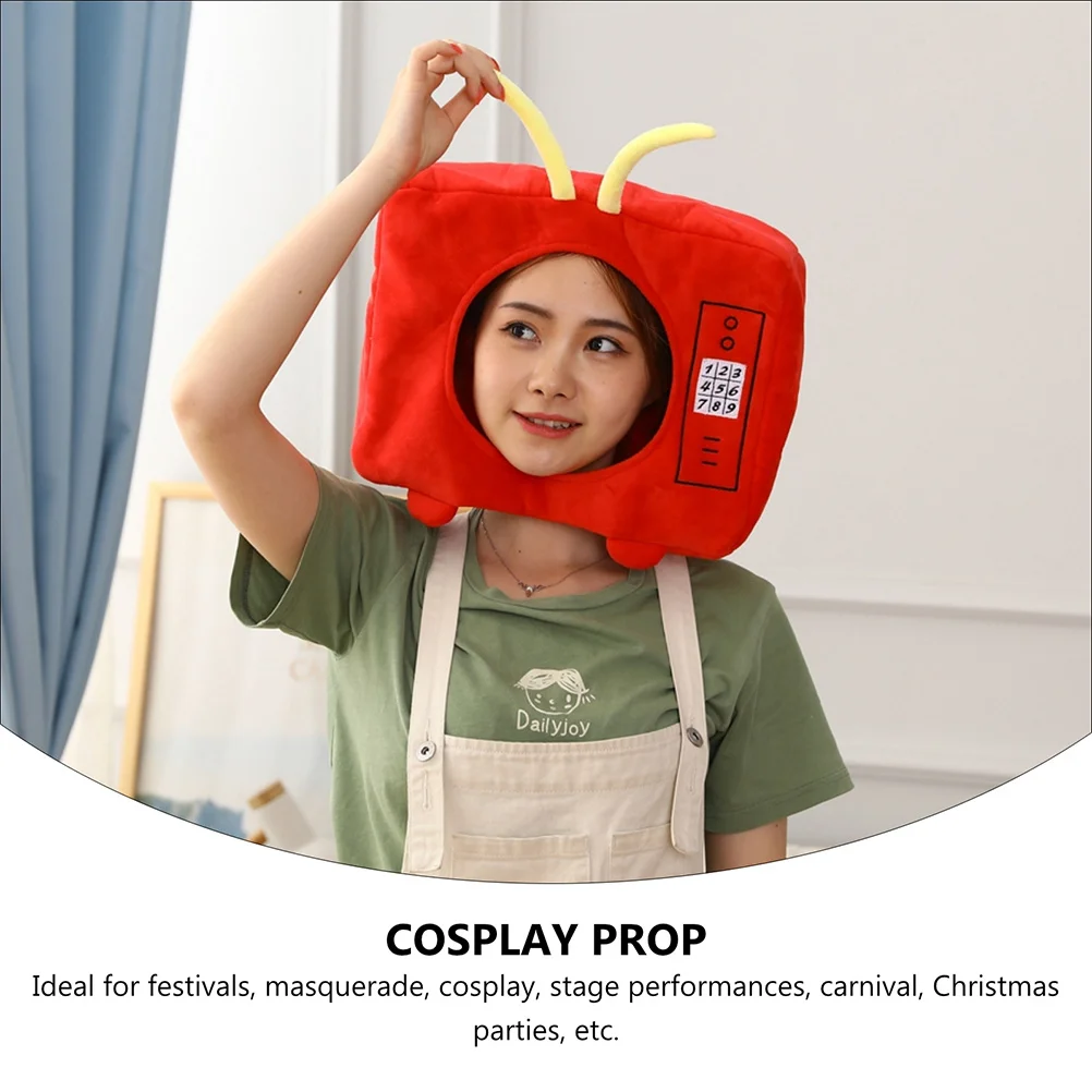 

1pc Television Head Cover Funny Carnival Party Hat Novelty Cosplay Costume For Christmas Masquerade Stage Decor Accessory