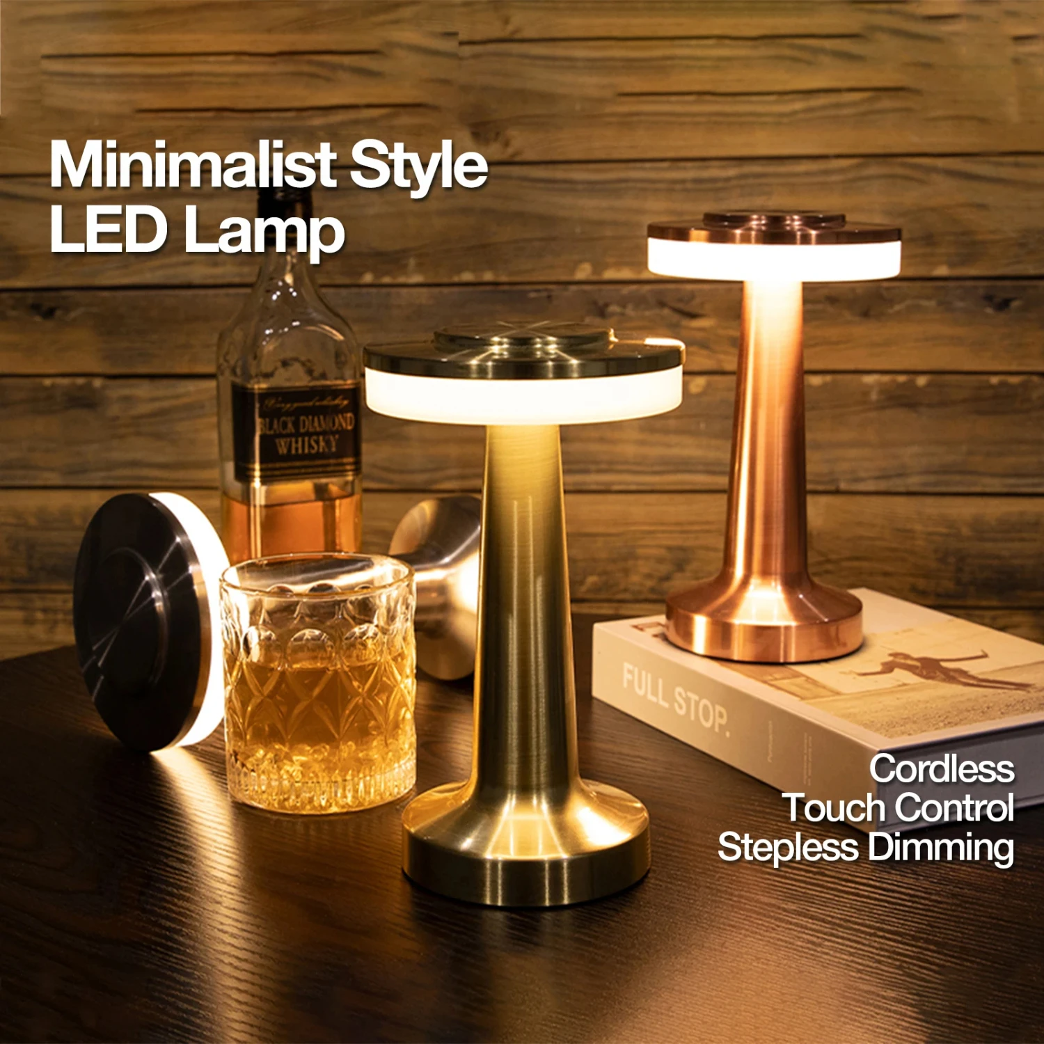 

Cordless Desk Lamp Touch Control Stepless Dimming Metal Drawing Process