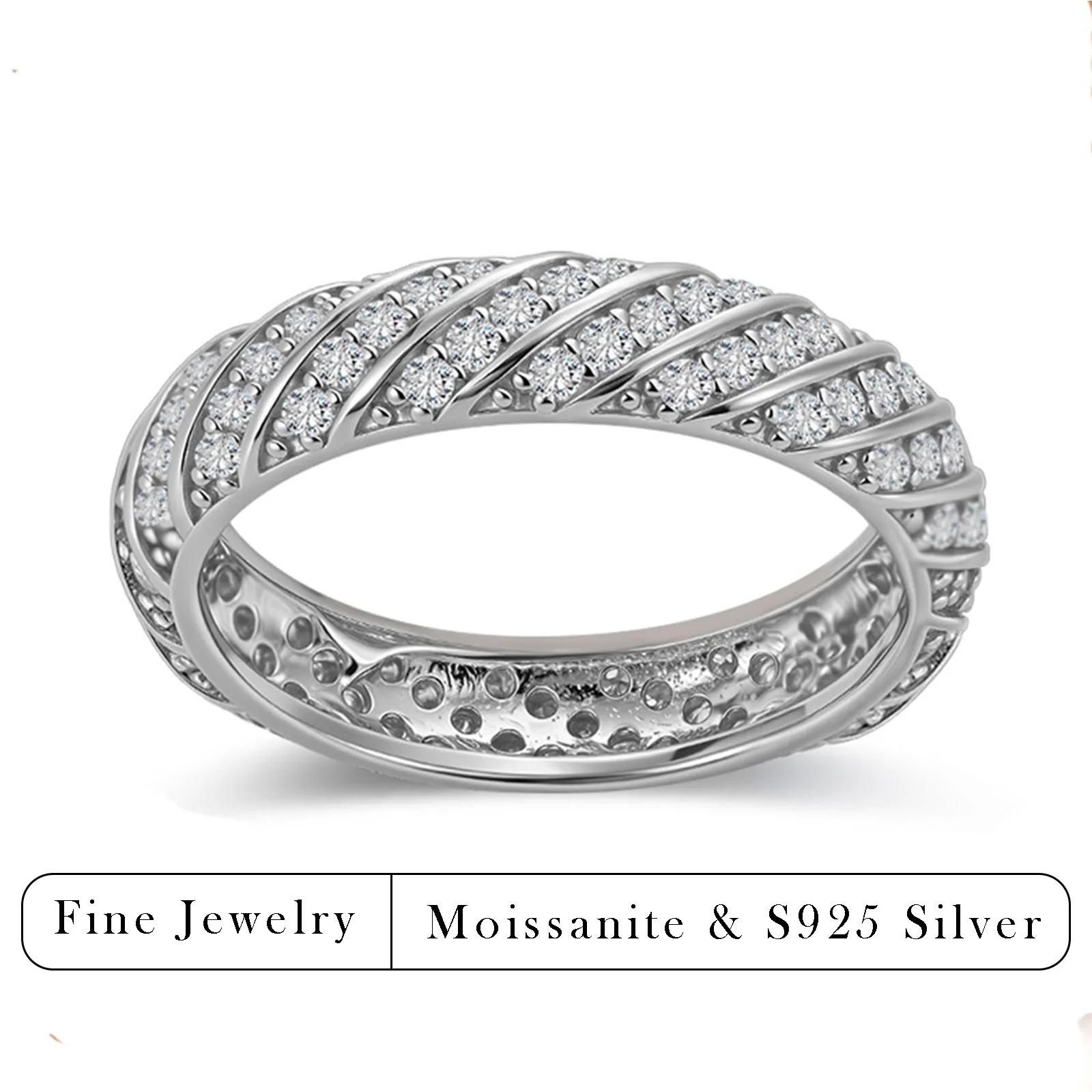 

Кольцо с муассанитом 1.0 CTW в форме витого плетения, позолоченное 14-каратным золотом, из серебра S925, обручальное кольцо для женщин