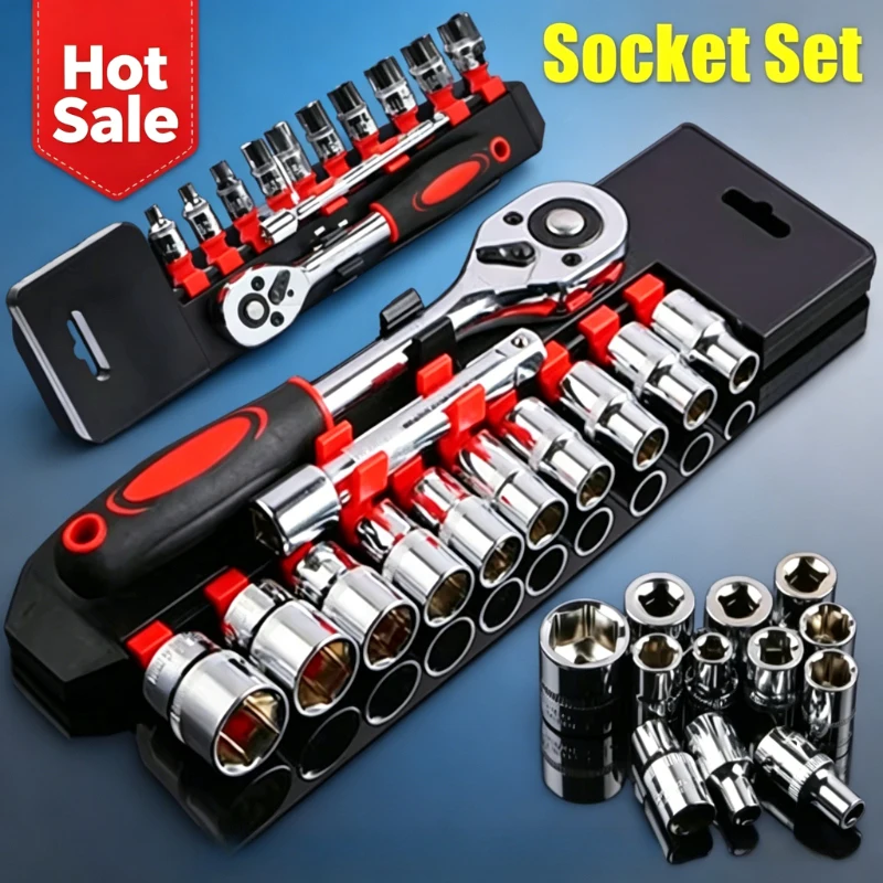 

12 Pcs Wrench Socket Set Multifunctional Hardware Repair Tool Kit Ideal for Motorcycle Bicycle Car Boat Auto Maintenance Use