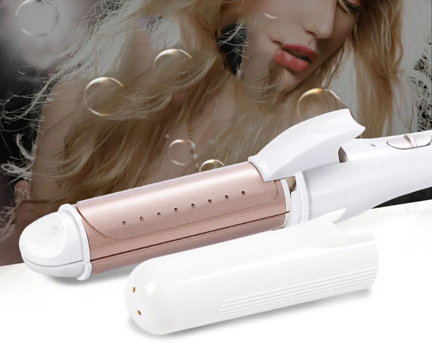 Rizador de pelo rizado eléctrico de cerámica, rollo recto de madera contrachapada de doble uso, polvo de hierro recto, gran volumen, no daña el enviar
