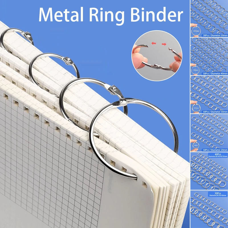 30/40/50pcs Metal Ring Binder Loose Leaf Binder Rings DIY Albums School Keychain Opening Binding Hoops Office Binding Supplies