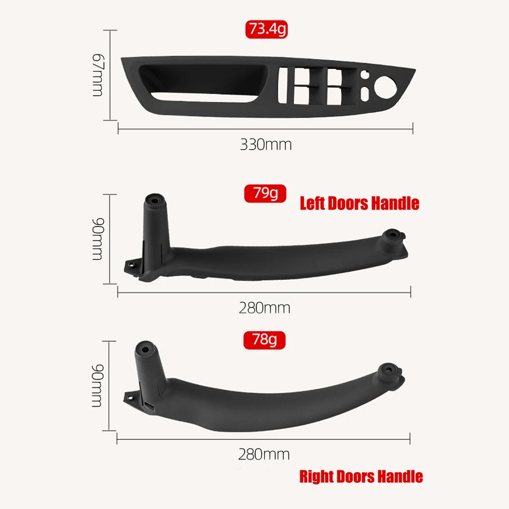 LHD 4PCS Set Left Front Driver's Seat Interior Door Armrests Door Pull Handle Kit Replacement For BMW E70 E71 X5 X6 2007-2013
