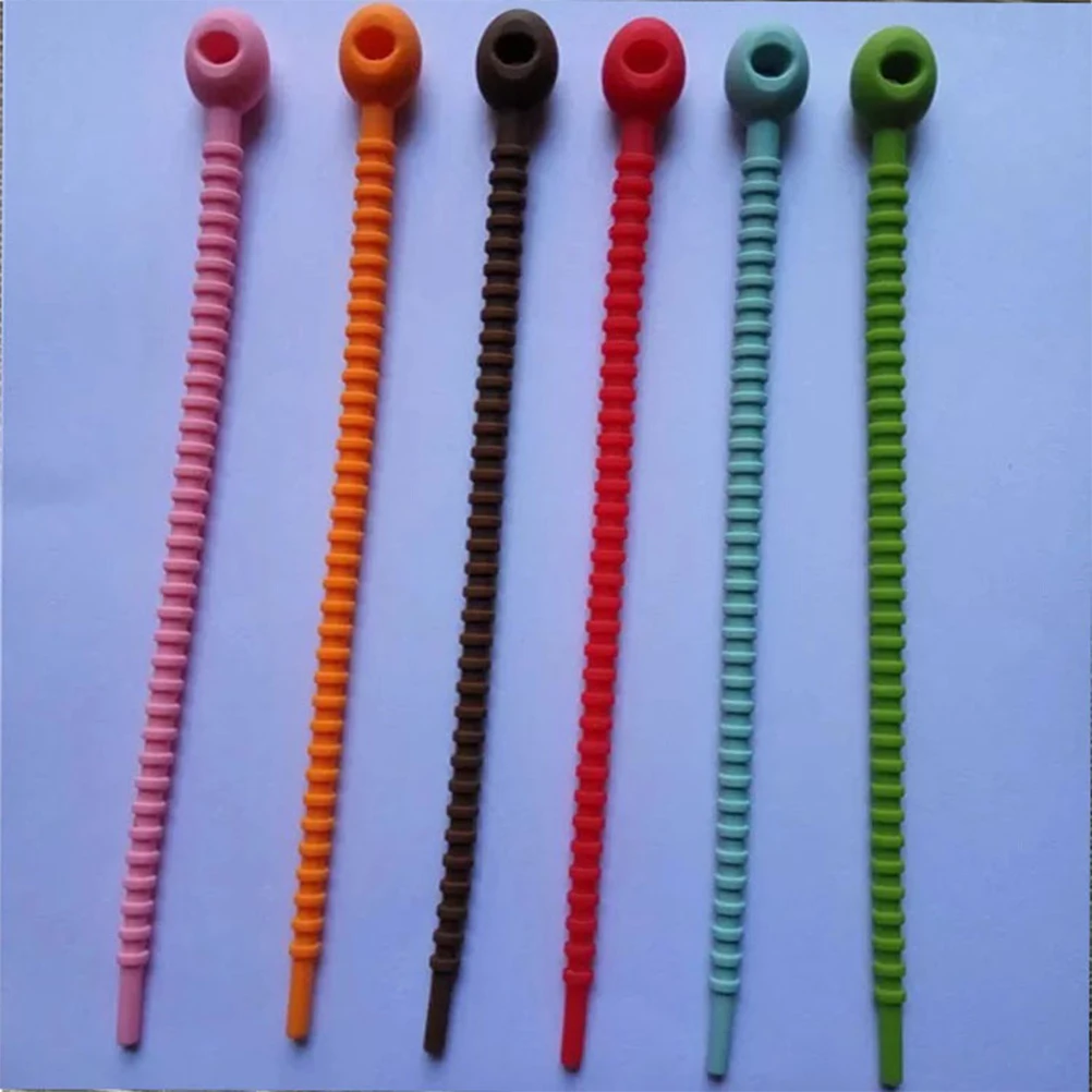 

20 Pcs Wire Ties Silicone Cable Retractable Fixing Ring Self-locking Loop