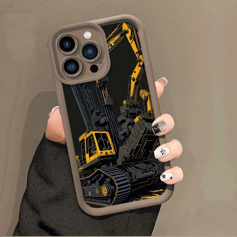 حافظة هاتف محمول بنمط حفارة لهاتف آيفون 17 16 برو 15 برو 14 13 12 11 XS 14 PRO MAX 16 plus 14Pro 12pro غلاف ناعم