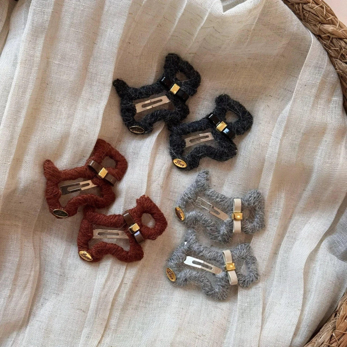 Knitted Cute Puppy Hair Clip High-end Edge Clip Autumn and Winter Plush Versatile Side Hairpin BB Clip Hair Styling Accessories