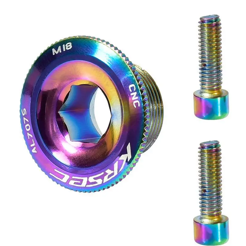 3 Pieces Aluminum Alloy Mountain Bike Dazzling Color Tooth Plate Crank Cover Crank Screw M18 M20 Bicycle Crank Shaft Accessories