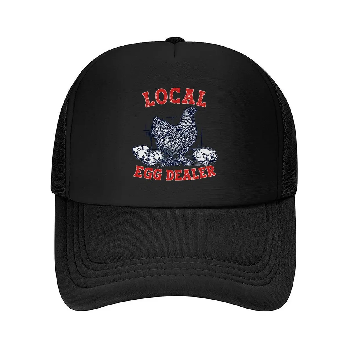 Local Egg Dealer Chicken Hen Farm Eggs Illustration Mesh Baseball Cap Hip Hop