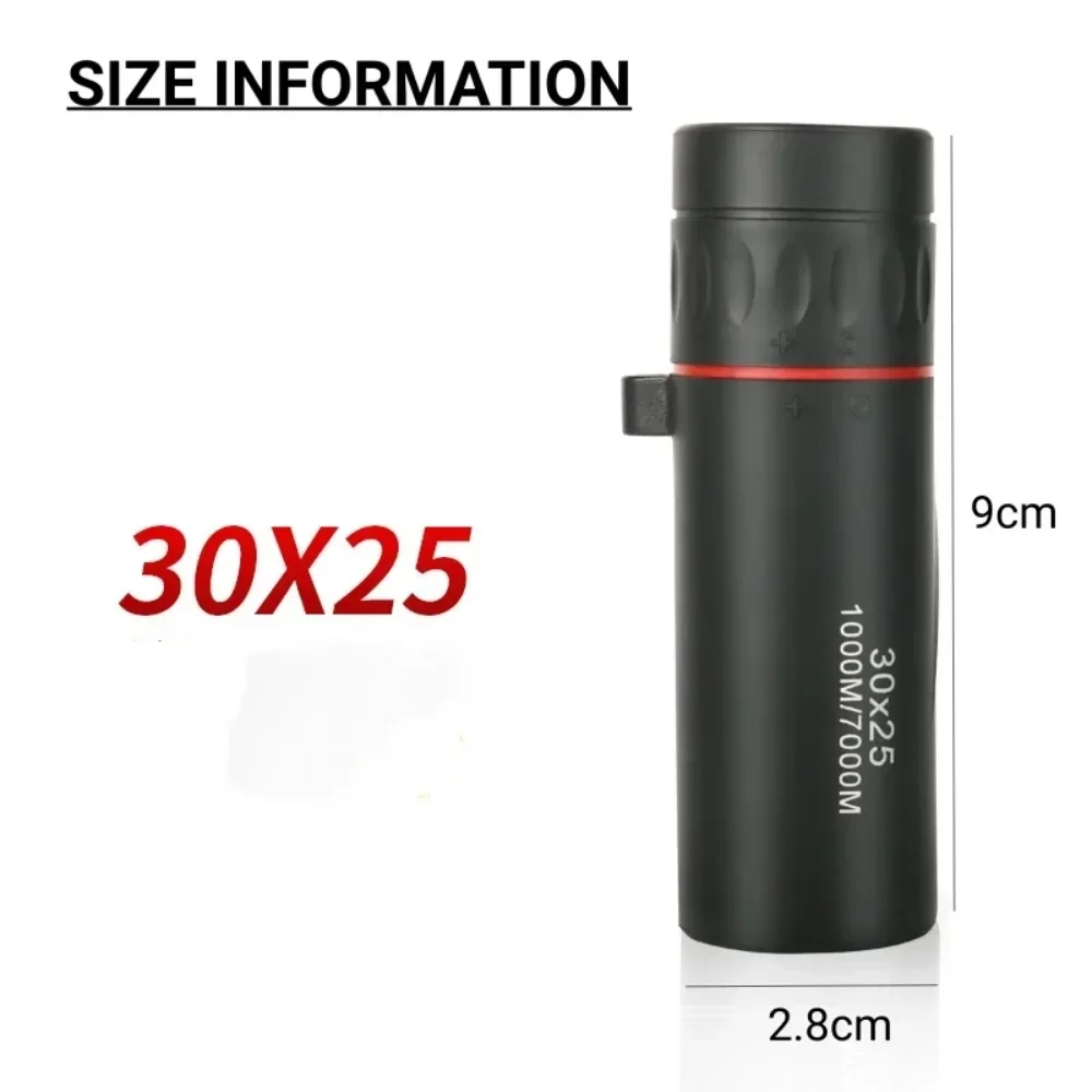 30x25 Optical Zoom Field Glasses Telescopes Clear View Red Film Hunting HD Binoculars Adjustable Focal Length or 7X Monocular