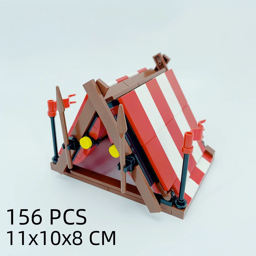 MOC Medieval Military Steed Building Block Tent Fence Chair Flag Observation Platform Vehicle Camp Weapon Accessories Toys Gifts