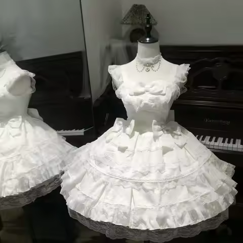 Sweet Lolita Bow Dress Japanese Strap Dress Women Sleeveless Sweet Dresses Clothing Y2k Outfits Evening Party Trendy 2026 New