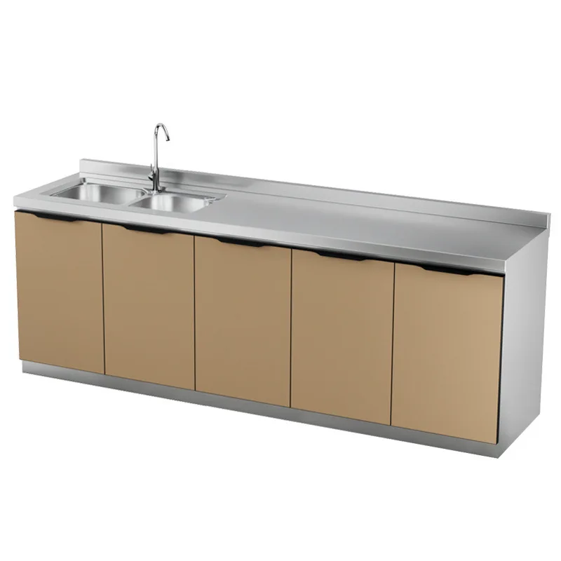 

Stainless steel kitchen simple stove cabinets, integrated household assembly cupboards, storage, small apartment side cabinets