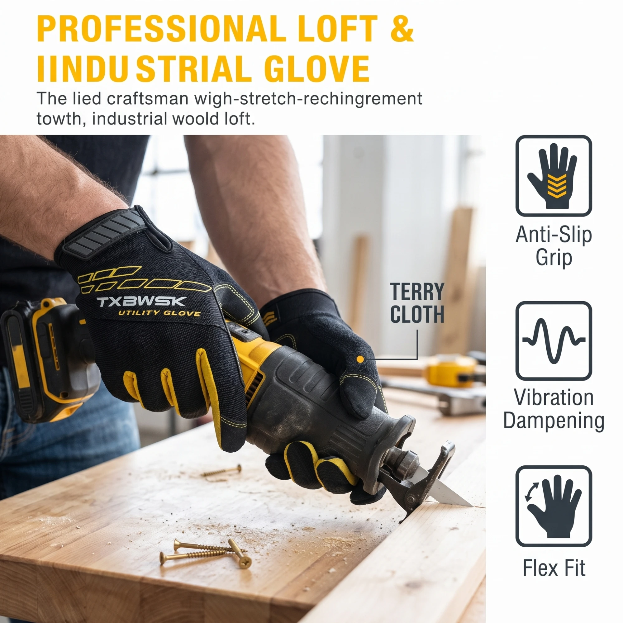 2 Pair Unisex Work Gloves, Mechanic Gloves Touchscreen Compatible, Superior Grip Multi-Purpose