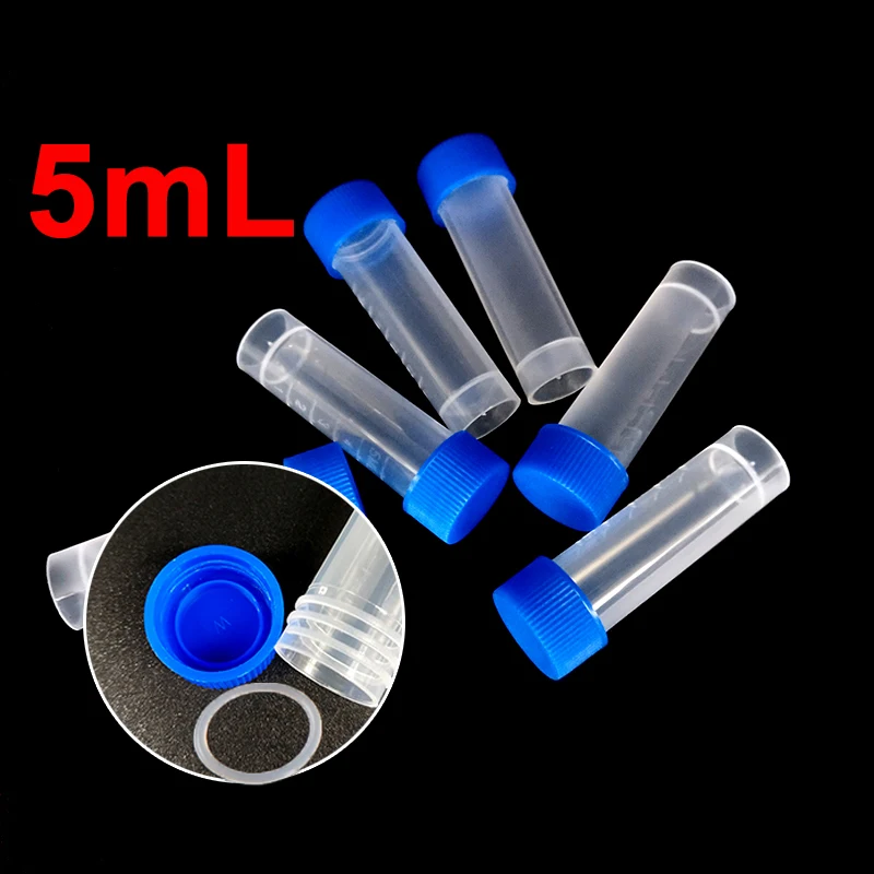 5mL laboratory Tube Freezing Tubes Pipe With Screw Cryopreserved And Calibration Frosted , 100pcs