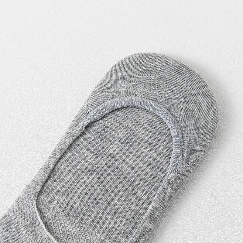 5 أزواج من الجوارب النسائية غير المرئية ذات اللون الصلب، جوارب كاحل ربيعية مضادة للانزلاق من السيليكون القطني، جوارب قارب رفيعة كاجوال قابلة للتنفس #6