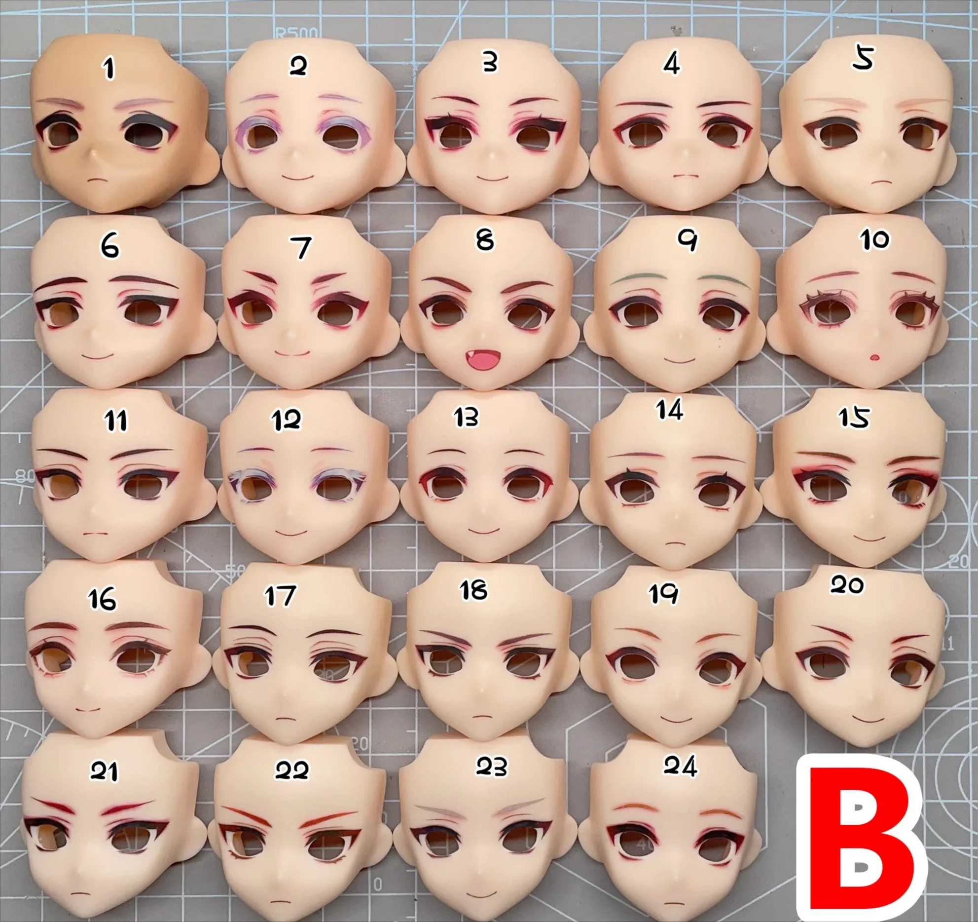 Ob22 ob24 Face Open Eyes Anime Game Cosplay Suitable for 10mm 12mm Eyes Handmade Water Sticker Faceplates Accessories