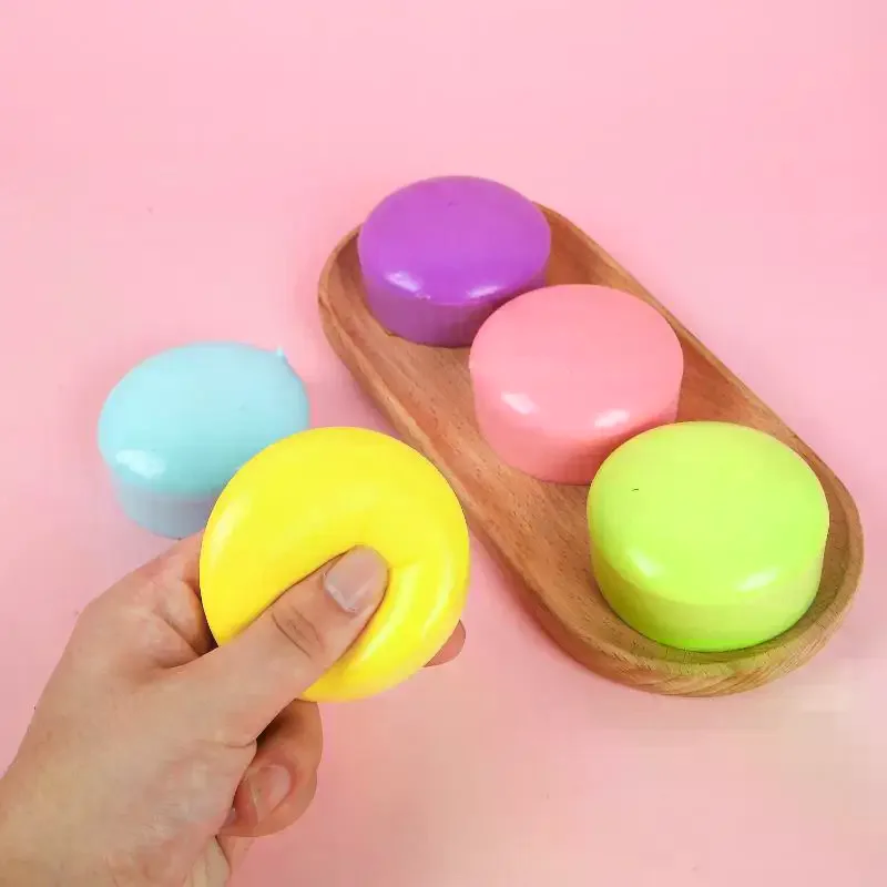 1Pcs Round Cake Toy, Colorful Pudding Shaped Squeeze Stress Relief Toys Soft Slow Rising