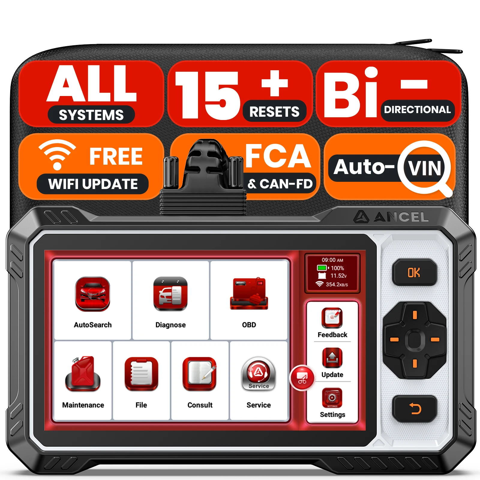 

OBD2 Auto Scanner Bi-directional CAN FD Oil ABS DPF EPB SRS A/F BMS 15 Reset ANCEL FX6100 All System Diagnostic Scan Tools