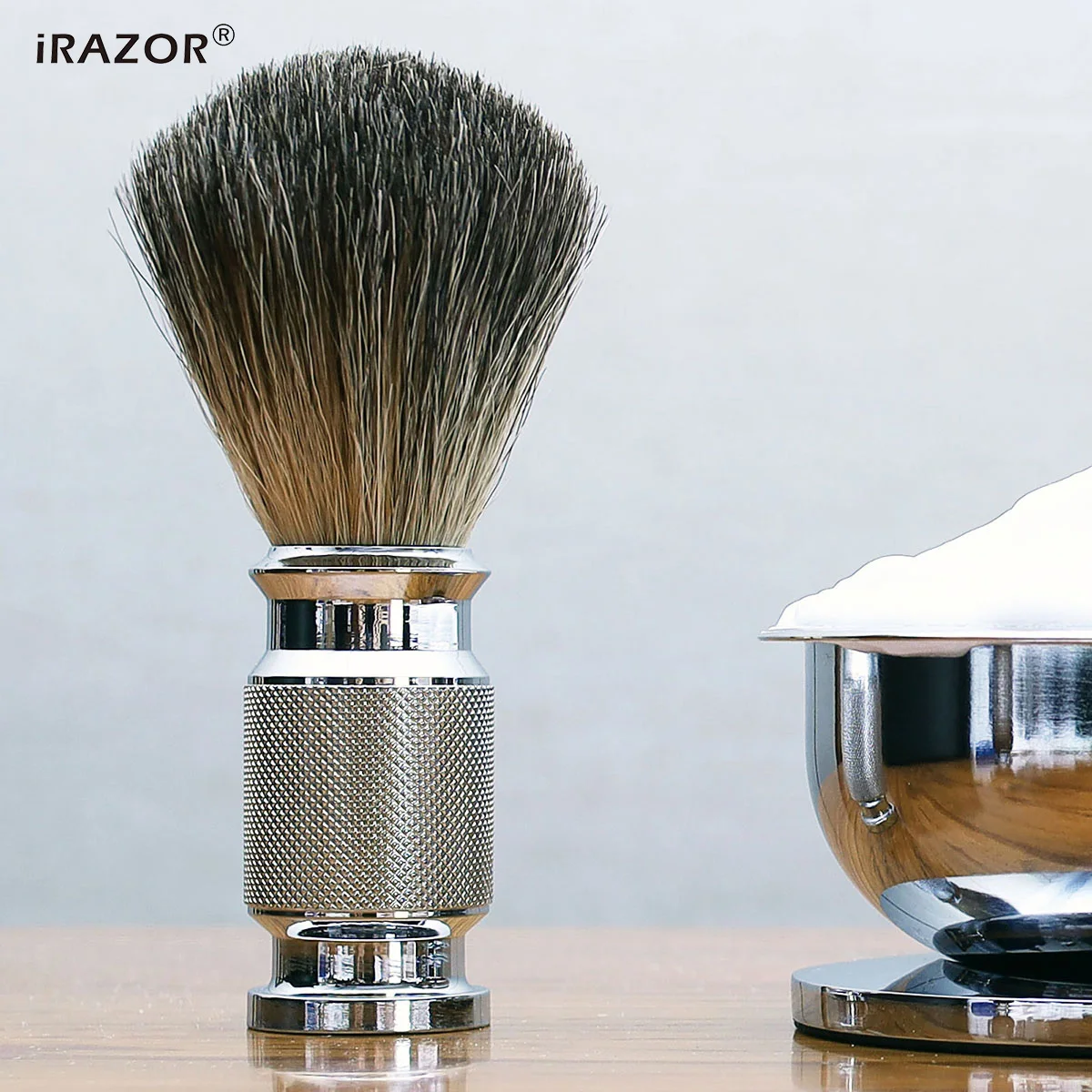 iRAZOR Honey Pure Badger Hair Pędzel do golenia Klasyczny, ręcznie wykonany uchwyt z litego aluminium Szczotka do czyszczenia Dobry prezent dla mężczyzn — zdjęcie 7