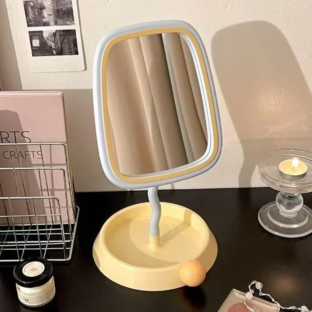 360 °   Miroir de maquillage à nœud rotatif, lumière de luxe, haute définition, boule ronde, support de bureau Simple, dessus de table