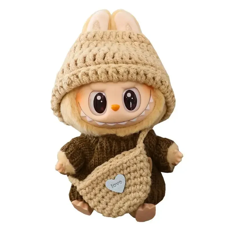 For 17cm labubu/Crybaby cloth doll accessories winter sweater outfit Hoodies Doll Clothes for labubu DIY