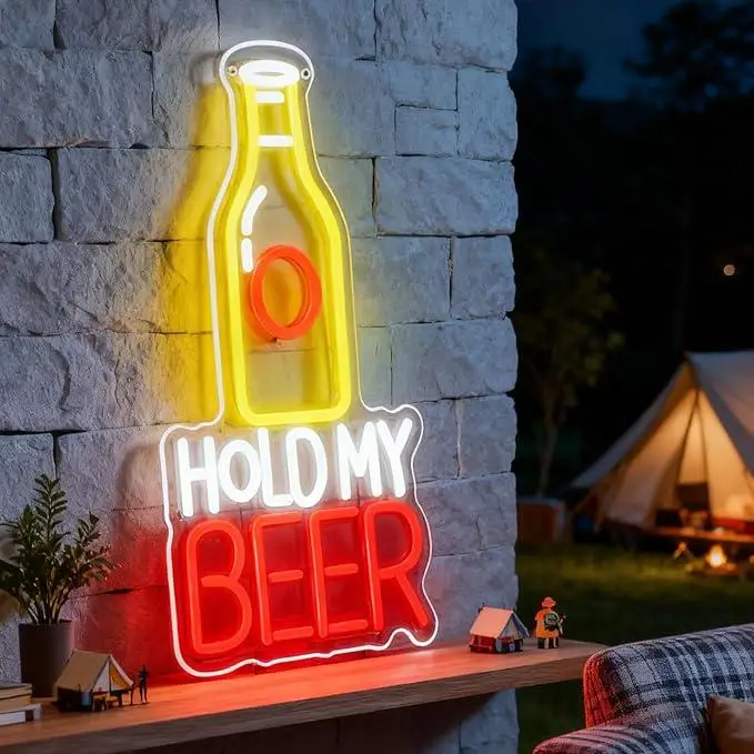 

Неоновая вывеска Hold My Beer для декора стен Бизнес-светодиодная вывеска для украшения комнаты Знаки для дня рождения для бара, клуба, ресторана, салона