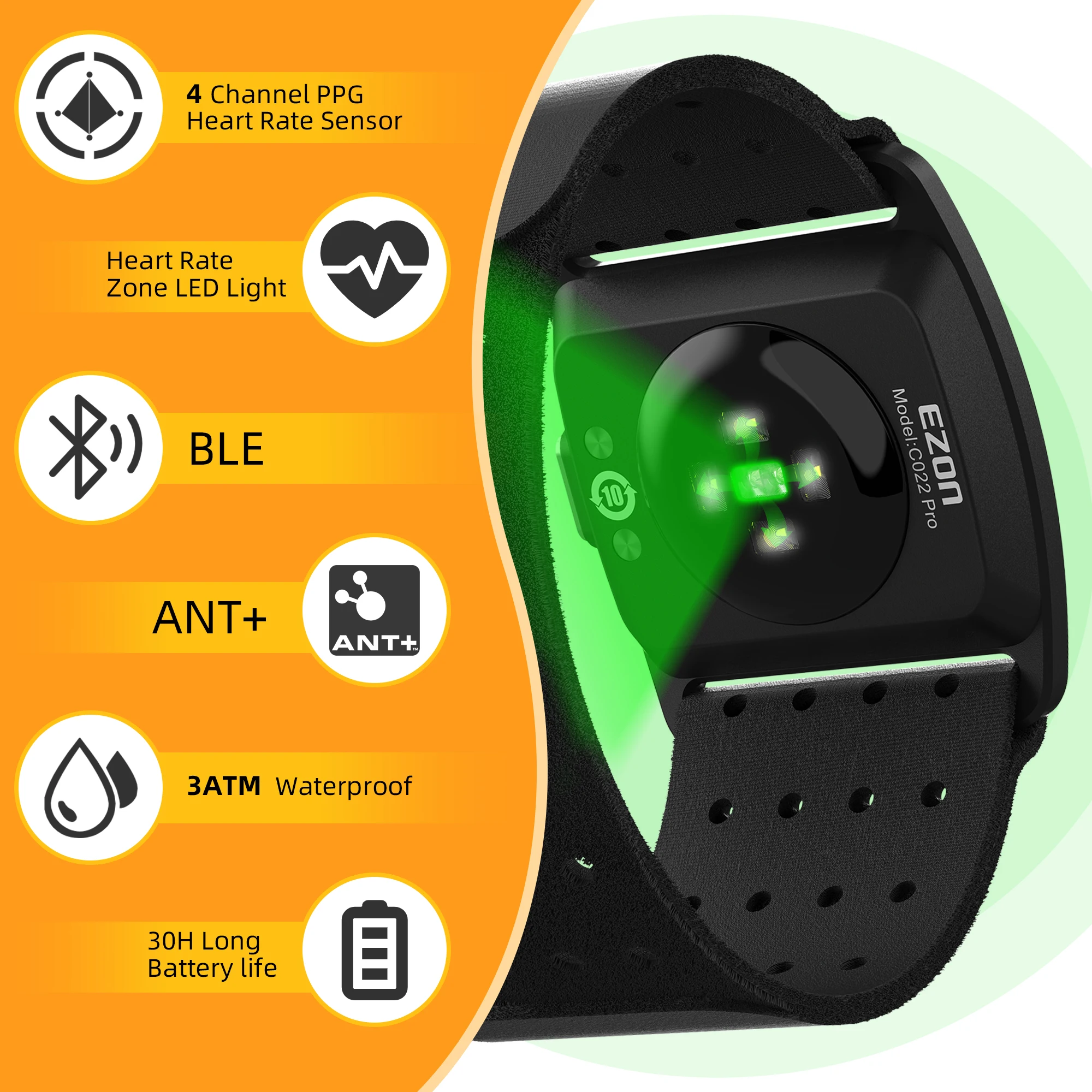 EZON C022 Pro مراقب معدل ضربات القلب حزام الصدر Bluetooth5.1 ANT + HR الاستشعار HRM 5 ATM مقاوم للماء استخدام ل Strava Wahoo Zwift