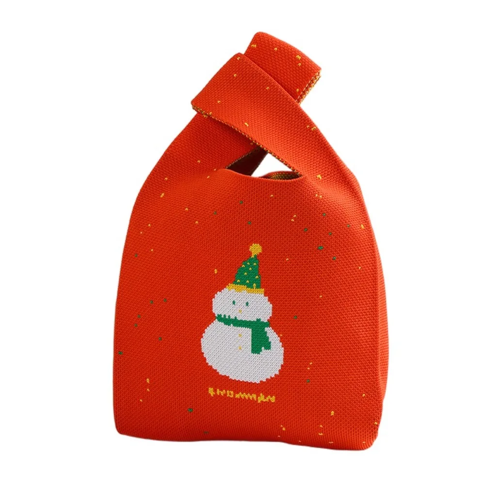 

Fashion Christmas Gift Christmas Knitted Handbag Santa Claus Cartoon Knot Wrist Bag Purse Xmas Tree Tote Bag Travel