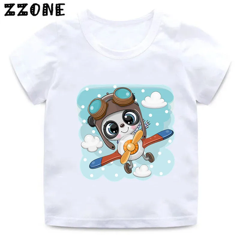 Kids Funny Animal T-Shirts Cute Panda Listen Music Cartoon Graphic Girls Clothes Summer Baby Boys T shirt Children Tops,ooo5446