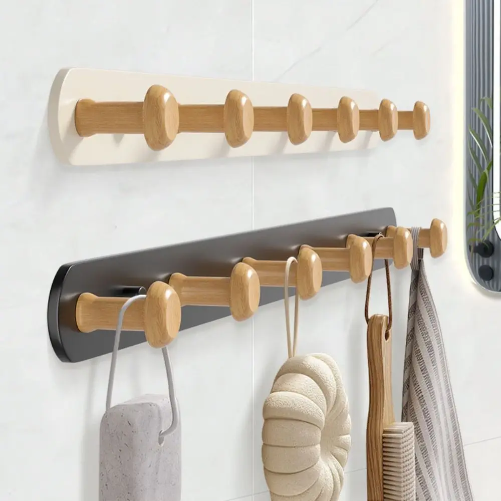 

Durable Wall Mounted Coat Rack No Punching Strong Load-bearing Capacity Row Hook ABS Traceless Sundries Storage Rack Kitchen