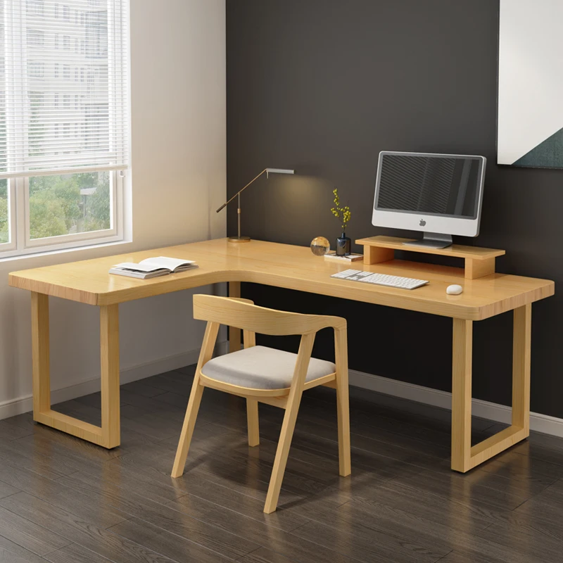 

Solid wood corner writing desk household bedroom L-shaped combination corner modern simple computer table and chair combination