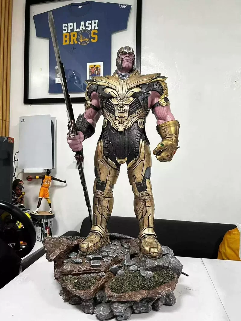 Figura de acción de Marvel Thanos de 80cm, estatua coleccionable de resina con luz LED, decoración de escritorio de Avengers Endgame, regalo para fanáticos de Marvel