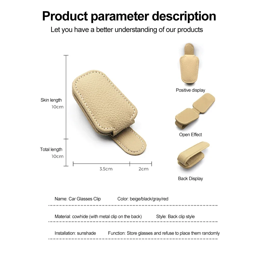 Magnetic Car Sunglasses Holder Car Leather Card Ticket Clip Auto Sun Visor Eyeglasses Holder Glasses Box Decoration Accessories image 6