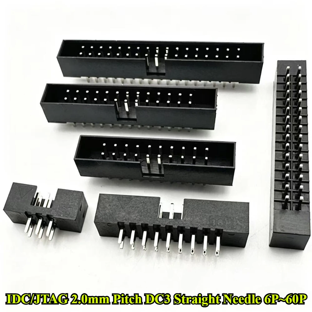 IDC/JTAG 2.0mm Pitch DC3 Male Pin PCB Header Connector 2*3/4/5/6/7/8/9/10/12/13/15/17/20/25/30P Pin Straight Needle Socket Box